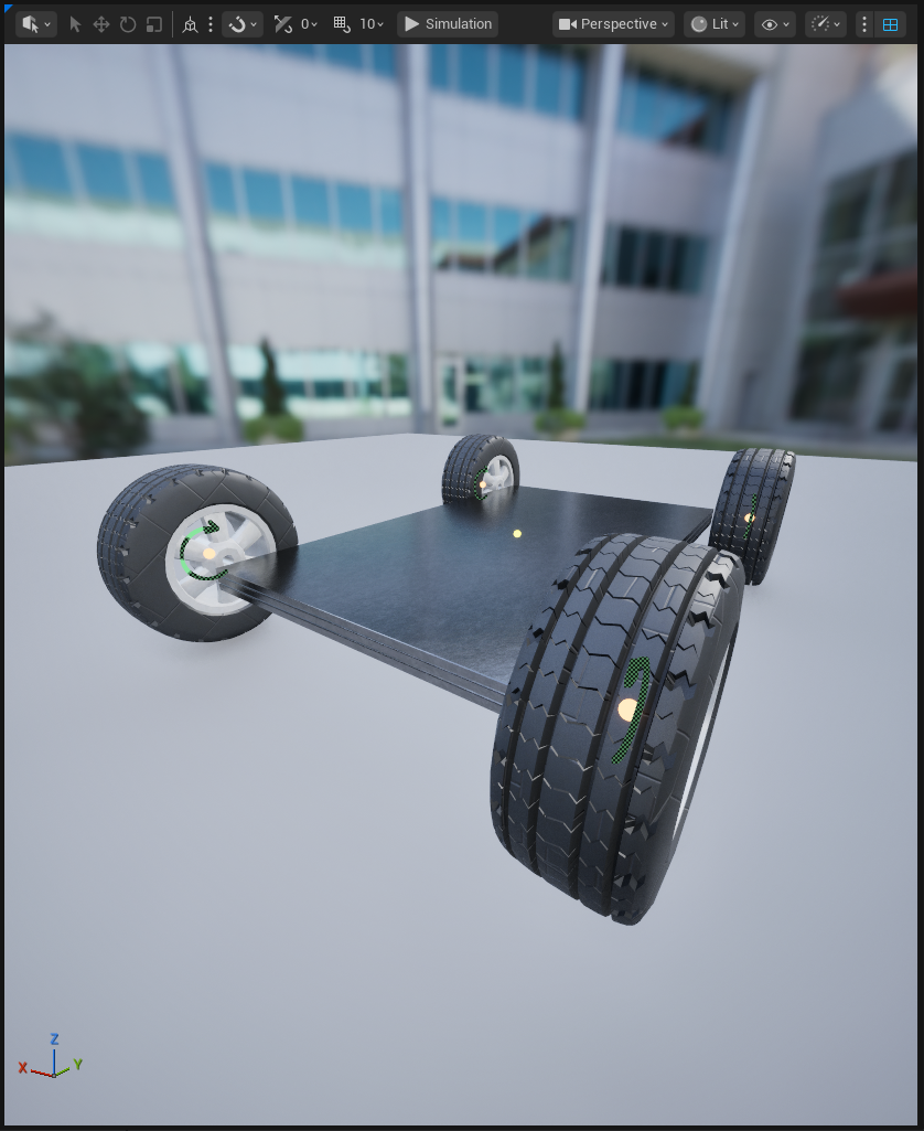 A wheeled Assembly in the Assembly Editor