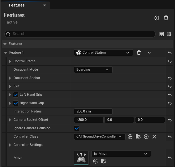 Control Station feature parameters